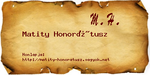 Matity Honorátusz névjegykártya